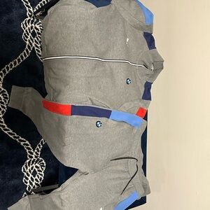 Puma Gray Zip-Up Hoodie with Red and Blue Accents